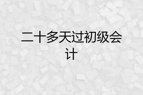 二十多天过初级会计