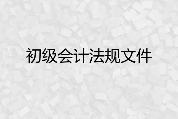 初级会计法规文件