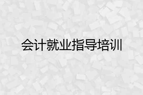 会计就业指导培训