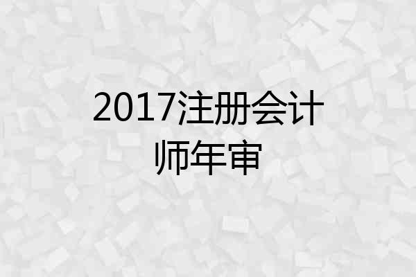 2017注册会计师年审
