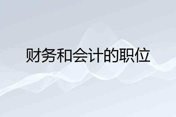 财务和会计的职位