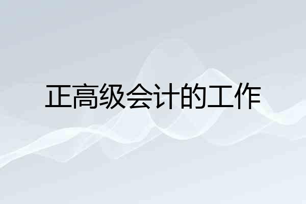 正高级会计的工作