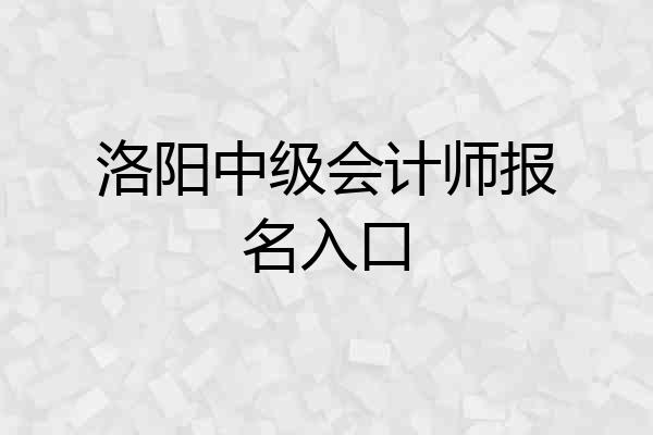 洛阳中级会计师报名入口