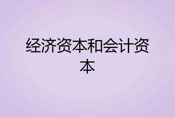 经济资本和会计资本