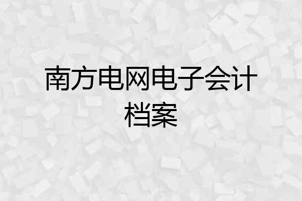 南方电网电子会计档案