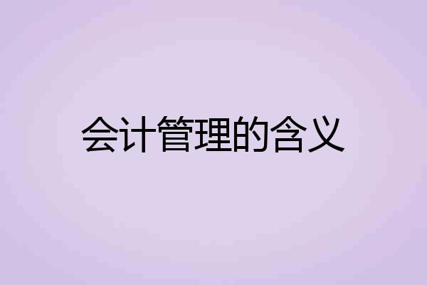 会计管理的含义