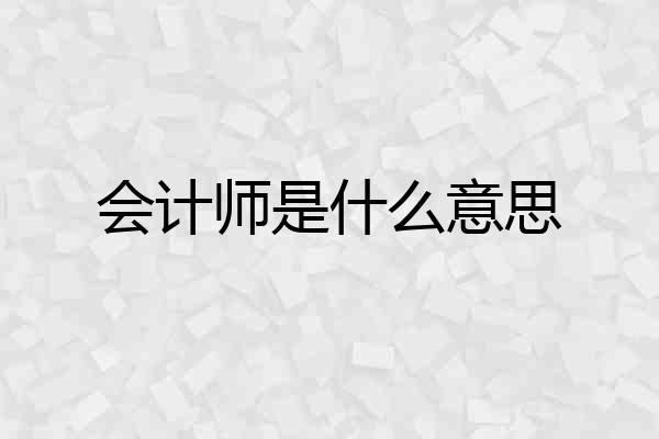 会计师是什么意思