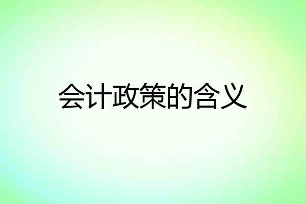 会计政策的含义