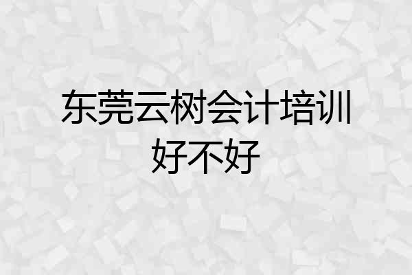 东莞云树会计培训好不好