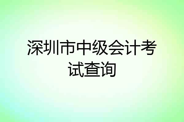 深圳市中级会计考试查询