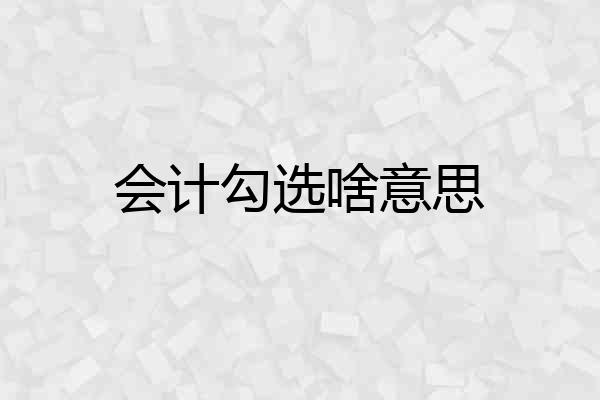 会计勾选啥意思