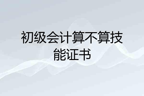初级会计算不算技能证书