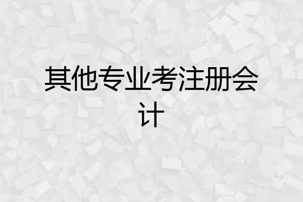 其他专业考注册会计