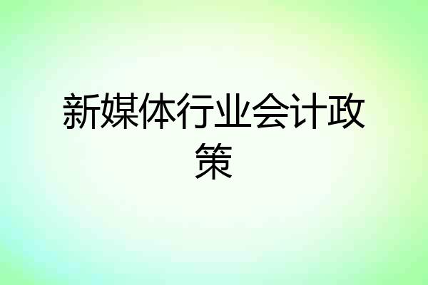 新媒体行业会计政策
