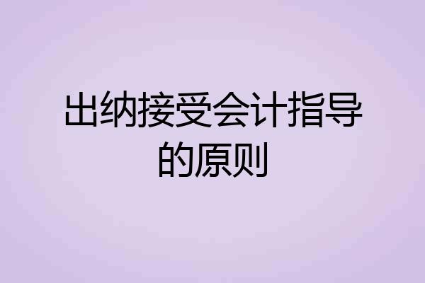 出纳接受会计指导的原则