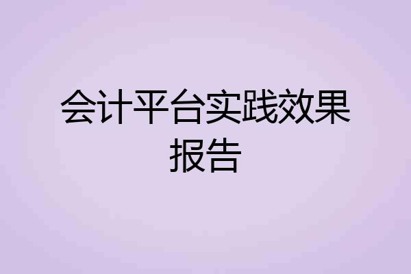 会计平台实践效果报告
