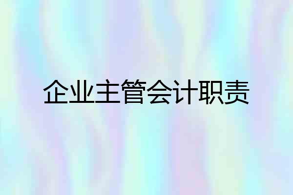 企业主管会计职责