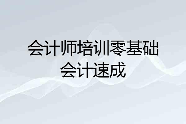 会计师培训零基础会计速成