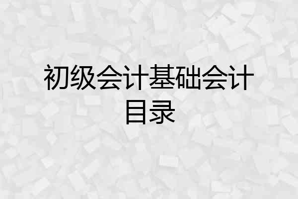初级会计基础会计目录