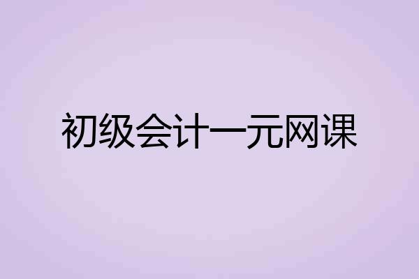 初级会计一元网课