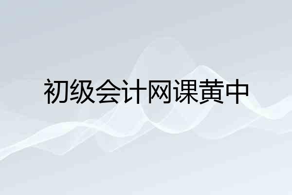 初级会计网课黄中