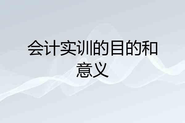 会计实训的目的和意义