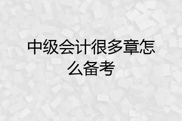 中级会计很多章怎么备考