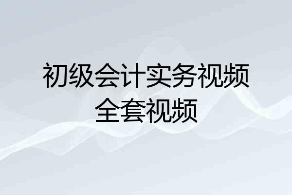 初级会计实务视频全套视频
