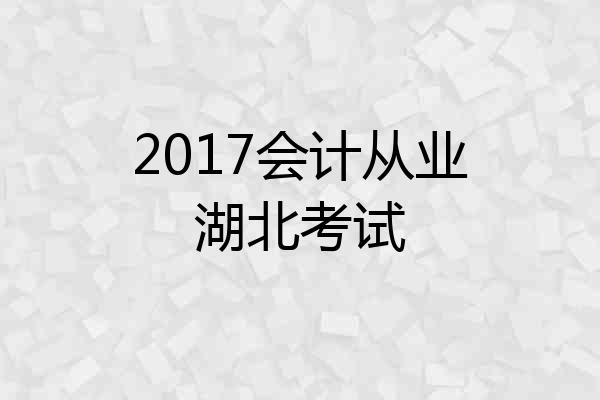 2017会计从业湖北考试