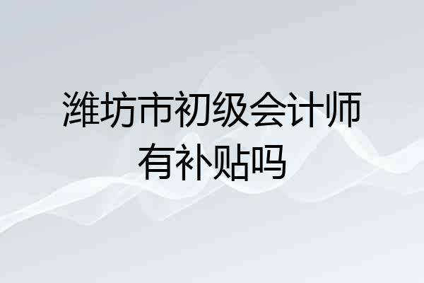 潍坊市初级会计师有补贴吗