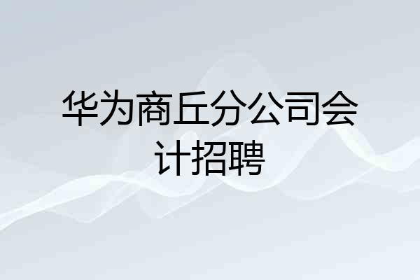 华为商丘分公司会计招聘
