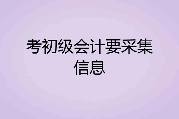 考初级会计要采集信息
