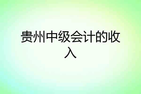 贵州中级会计的收入