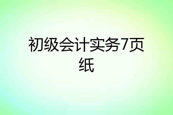 初级会计实务7页纸