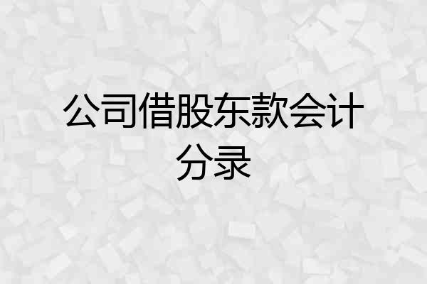 公司借股东款会计分录