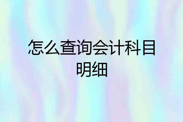 怎么查询会计科目明细