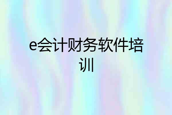 e会计财务软件培训