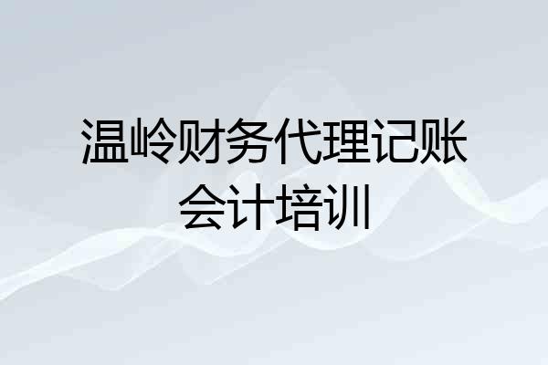 温岭财务代理记账会计培训