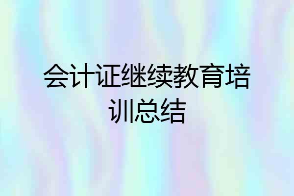 会计证继续教育培训总结