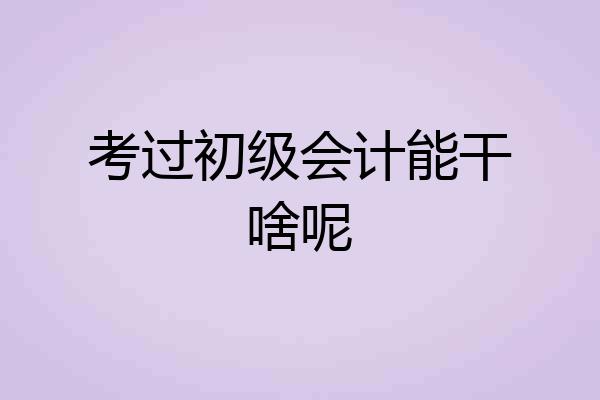 考过初级会计能干啥呢