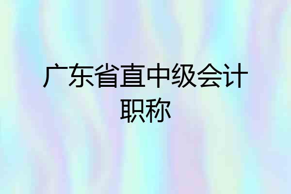 广东省直中级会计职称