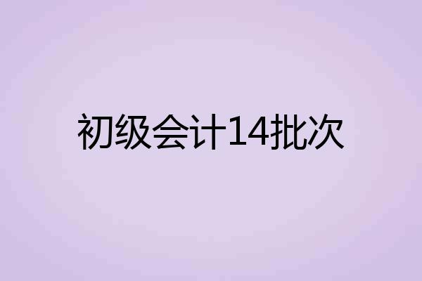 初级会计14批次