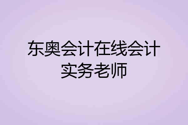 东奥会计在线会计实务老师
