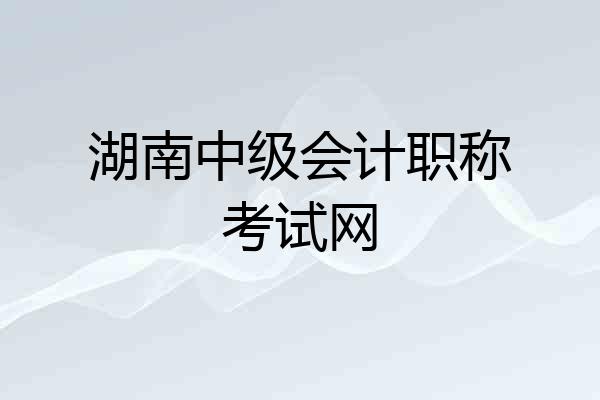 湖南中级会计职称考试网