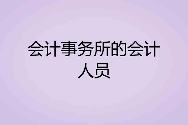 会计事务所的会计人员
