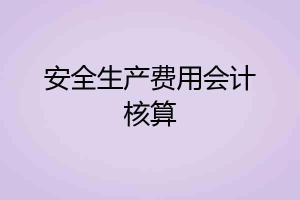 安全生产费用会计核算