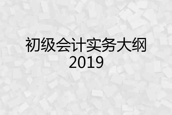 初级会计实务大纲2019