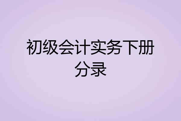 初级会计实务下册分录
