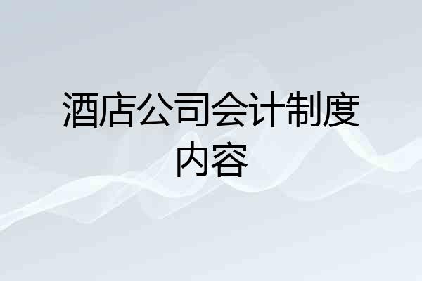 酒店公司会计制度内容