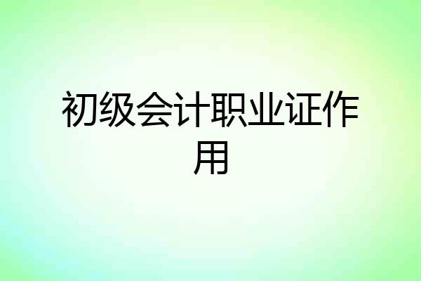 初级会计职业证作用